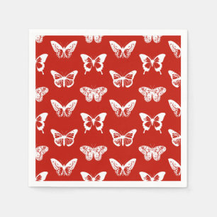 Vlinderschets, diep rood en wit servet