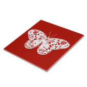 Vlinderschets, diep rood en wit tegeltje (Zijkant)