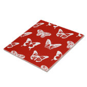Vlinderschets, diep rood en wit tegeltje (Zijkant)