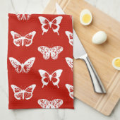 Vlinderschets, diep rood en wit theedoek (Quarter Fold)