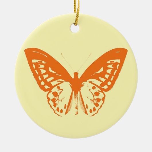 Vlinderschets, geel en oranje keramisch ornament (Voorkant)