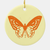 Vlinderschets, geel en oranje keramisch ornament (Achterkant)