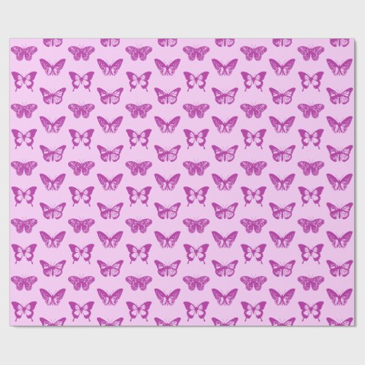Vlinderschets, ijsroze en amethyst paars cadeaupapier (Vlak)