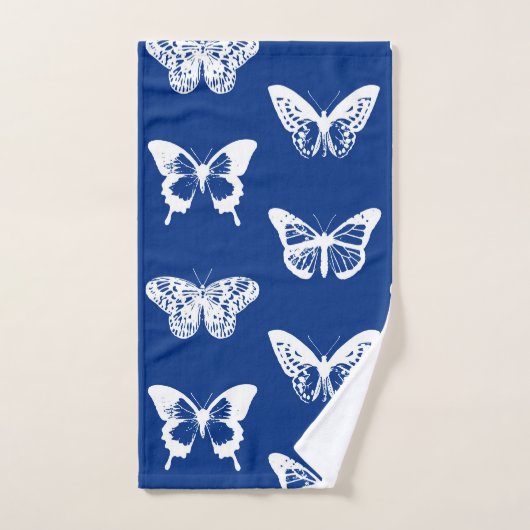 vlinderschets, kobaltblauw en wit bad handdoek (Handdoek)