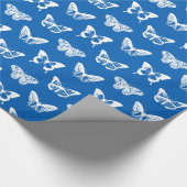 vlinderschets, kobaltblauw en wit cadeaupapier (Hoek)