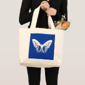 vlinderschets, kobaltblauw en wit grote tote bag (Voorkant (product))