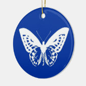 vlinderschets, kobaltblauw en wit keramisch ornament (Links)