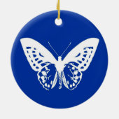 vlinderschets, kobaltblauw en wit keramisch ornament (Achterkant)