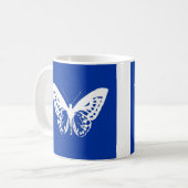 vlinderschets, kobaltblauw en wit koffiemok (Voorkant links)