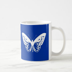 vlinderschets, kobaltblauw en wit koffiemok