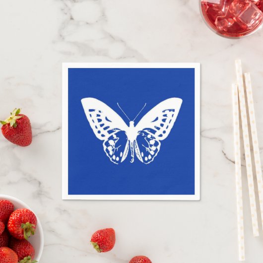 vlinderschets, kobaltblauw en wit servet (Insitu)