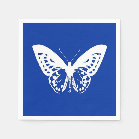 vlinderschets, kobaltblauw en wit servet (Voorkant)