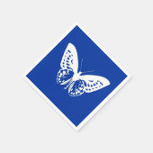 vlinderschets, kobaltblauw en wit servet (Hoek)