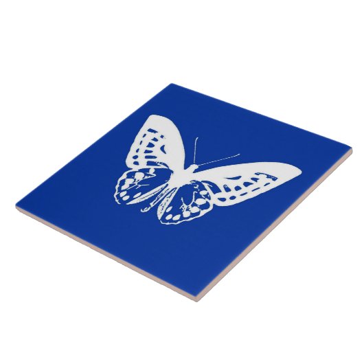 vlinderschets, kobaltblauw en wit tegeltje (Zijkant)