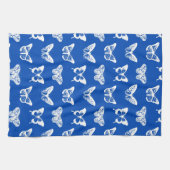 vlinderschets, kobaltblauw en wit theedoek (Horizontaal)