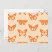 vlinderschets, koraal sinaasappel briefkaart (Voorkant / Achterkant)