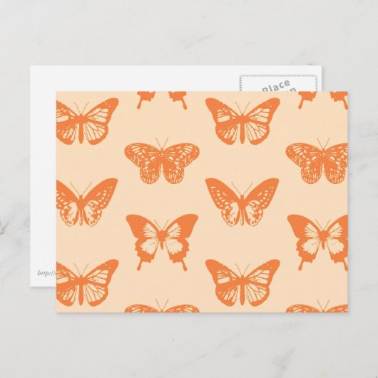 vlinderschets, koraal sinaasappel briefkaart (Voorkant / Achterkant)