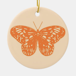 vlinderschets, koraal sinaasappel keramisch ornament