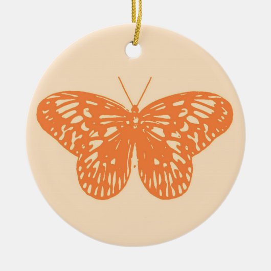 vlinderschets, koraal sinaasappel keramisch ornament (Voorkant)