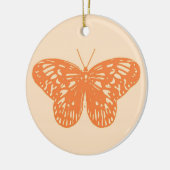 vlinderschets, koraal sinaasappel keramisch ornament (Links)