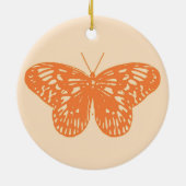 vlinderschets, koraal sinaasappel keramisch ornament (Achterkant)