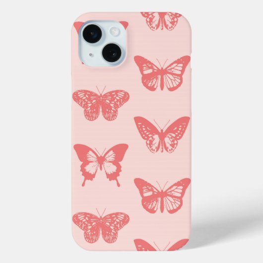 Vlinderschets, koraalroze Case-Mate iPhone case (Achterkant)