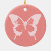 vlinderschets, koraalroze keramisch ornament (Achterkant)