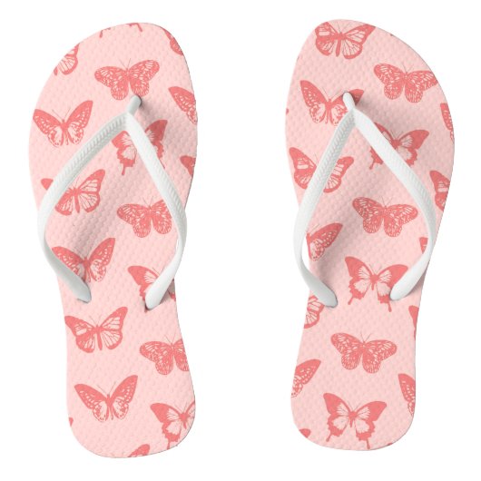 Vlinderschets, koraalroze teenslippers (Voetbed)