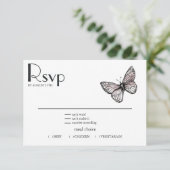 Vlinderschets RSVP kaartje (Staand voorkant)
