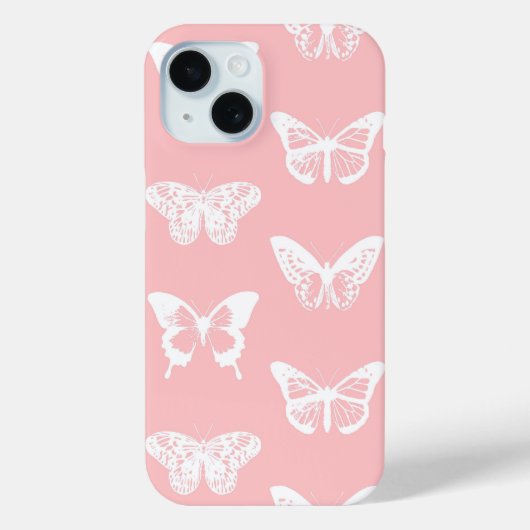 Vlinderschets, schelp roze en wit Case-Mate iPhone case (Achterkant)