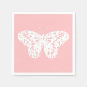 Vlinderschets, schelp roze en wit servetten