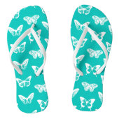 Vlinderschets, turquoise en wit teenslippers (Voetbed)