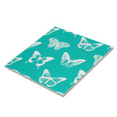 Vlinderschets, turquoise en wit tegeltje (Zijkant)