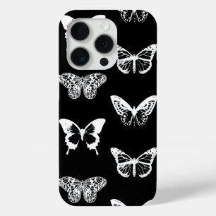 Vlinderschets, wit en zwart iPhone 15 pro case