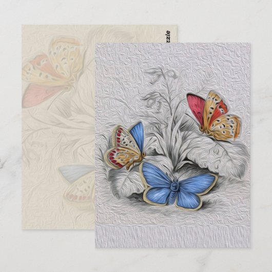  vlinderschilderrode vlinders briefkaart (Voorkant / Achterkant)