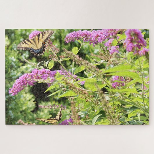 Vlinderstaarten op de struik van de vlinder legpuzzel (Horizontaal)