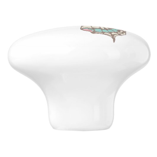 Vlinderstaartje met een schetsende kunstdeurknop keramische knop (Zijkant)