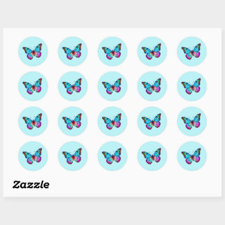 Vlinderstickers Rond Aqua Ronde Sticker