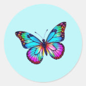 Vlinderstickers Rond Aqua Ronde Sticker (Voorkant)