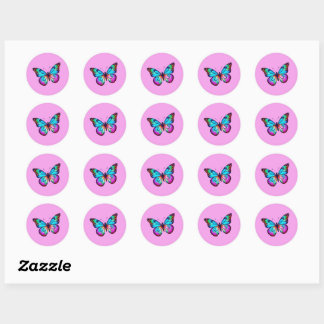 Vlinderstickers Rond Roze Ronde Sticker