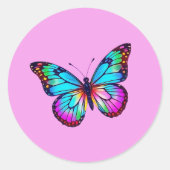 Vlinderstickers Rond Roze Ronde Sticker (Voorkant)