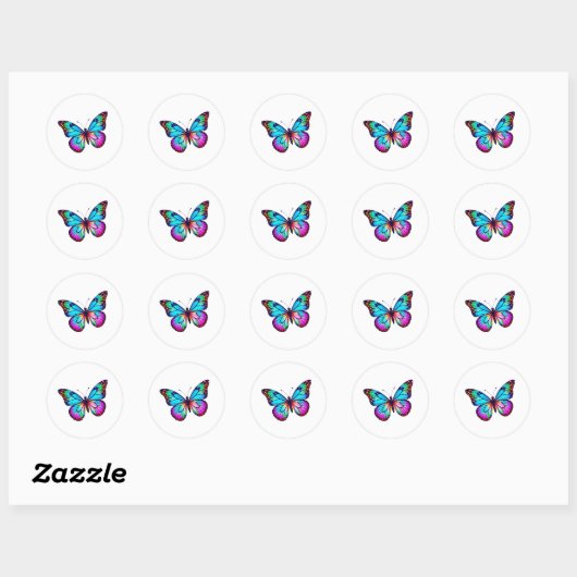 Vlinderstickers Rond Wit Ronde Sticker (Vel)