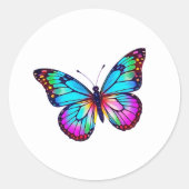 Vlinderstickers Rond Wit Ronde Sticker (Voorkant)