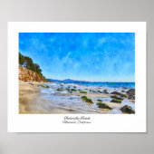 Vlinderstrand Santa Barbara Waterverf schilderij Poster (Voorkant)