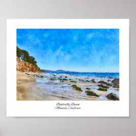 Vlinderstrand Santa Barbara Waterverf schilderij Poster