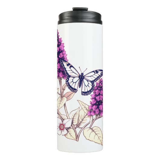 Vlinderstruik in Magenta Thermosbeker (Voorkant)