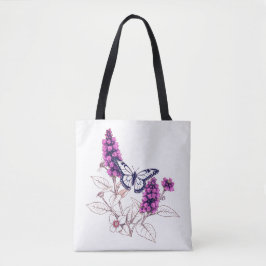 Vlinderstruik met magentakleurige bloemen tote bag