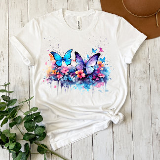 Vlindert-shirt met watercolorontwerp t-shirt