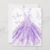 Vlinderta Purple Jurk Bruiloft RSVP Kaart (Achterkant)