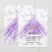 Vlinderta Purple Jurk Bruiloft RSVP Kaart (Voorkant / Achterkant)